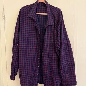 Kenzo Red and Blue Plaid Casual Shirt